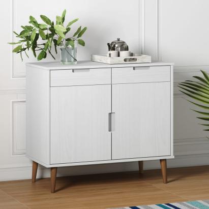 Servantă „MOLDE” alb, 90x40x80 cm, lemn masiv de pin GartenMobel Dekor