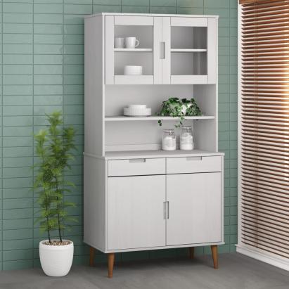 Rafturi superioare dulap înalt, alb, 90x35x100 cm, lemn de pin GartenMobel Dekor
