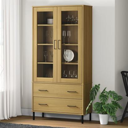 Bibliotecă cu picioare metalice OSLO, maro, 85x35x172,5 cm lemn GartenMobel Dekor