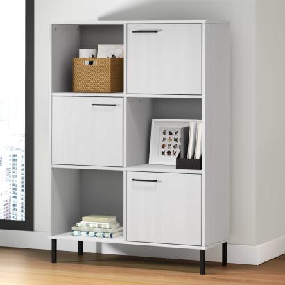 Bibliotecă cu picioare metalice OSLO, alb, 90x35x128,5 cm, lemn GartenMobel Dekor
