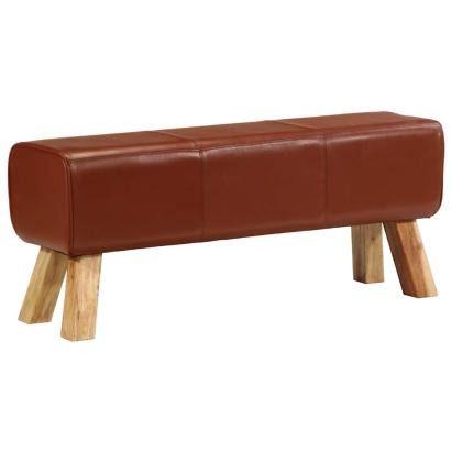 Bancă Bok gimnastică maro 110cm piele naturală/lemn masiv mango GartenMobel Dekor