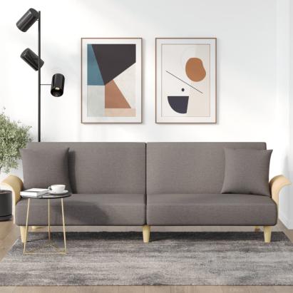 Canapea extensibilă cu cotiere, gri taupe, textil GartenMobel Dekor