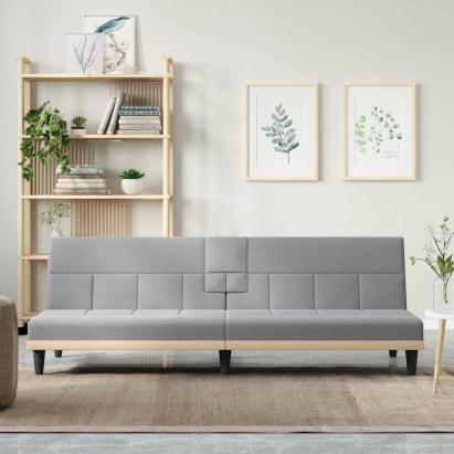 Canapea extensibilă cu suporturi de pahar, gri deschis, textil GartenMobel Dekor