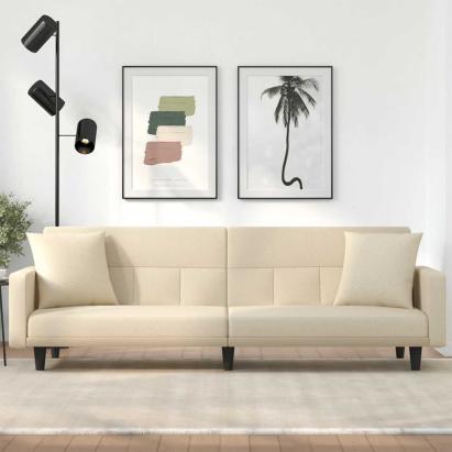 Canapea extensibilă, cu perne, crem, material textil GartenMobel Dekor