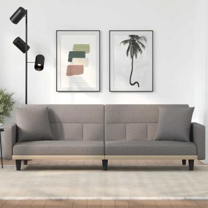 Canapea extensibilă, cu perne, gri taupe, material textil GartenMobel Dekor