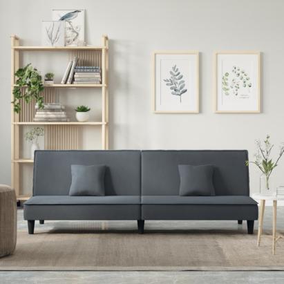 Canapea extensibilă, gri închis, catifea GartenMobel Dekor