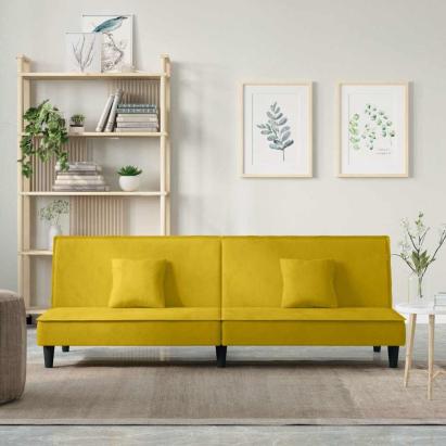 Canapea extensibilă, galben, catifea GartenMobel Dekor