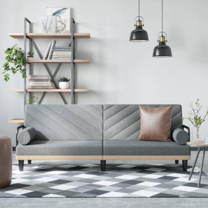 Canapea extensibilă cu cotiere, gri deschis, textil GartenMobel Dekor