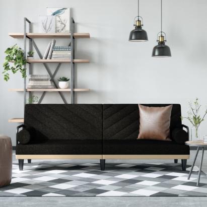 Canapea extensibilă cu cotiere, negru, textil GartenMobel Dekor