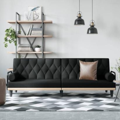 Canapea extensibilă cu cotiere, negru, textil GartenMobel Dekor