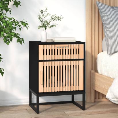 Dulap noptieră, negru, 40x30x55,5 cm, lemn prelucrat&fier GartenMobel Dekor
