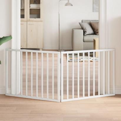 Poartă de acces pentru câini pliabilă, 2 panouri, albă, 160 cm, lemn de plop GartenMobel Dekor