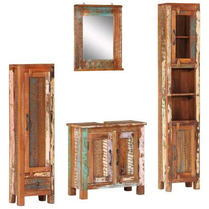 Set mobilier de baie, 4 piese, lemn masiv recuperat GartenMobel Dekor