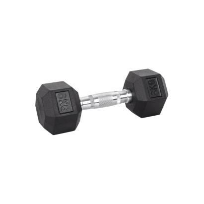 Gantera hexagonală cauciucată inSPORTline Hexsteel 2 kg pentru fitness