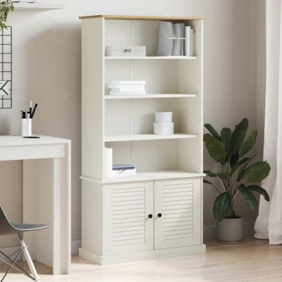 Bibliotecă „VIGO”, alb, 85x35x170 cm, lemn masiv de pin GartenMobel Dekor