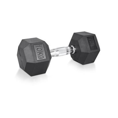 Gantera hexagonală inSPORTline Hexclusive 10 kg, cauciucată