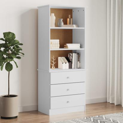 Bibliotecă cu sertare „ALTA”, alb, 60x35x142 cm, lemn masiv pin GartenMobel Dekor