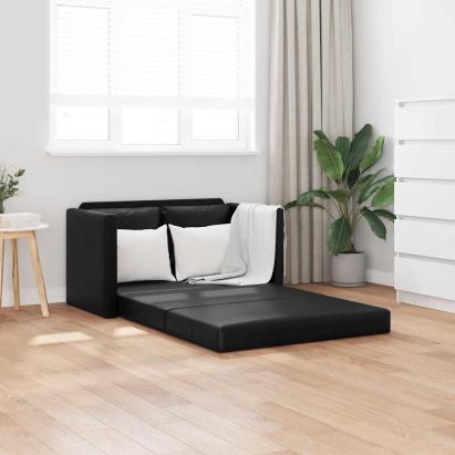 Canapea extensibilă 2 în 1, negru, 112x174x55cm piele ecologică GartenMobel Dekor