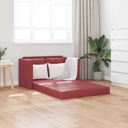 Canapea extensibilă 2 în 1, roșu vin, 112x174x55 cm piele eco GartenMobel Dekor