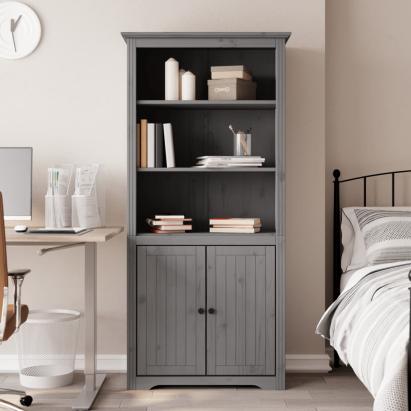 Bibliotecă "BODO", gri, 82x40x173 cm, lemn masiv de pin GartenMobel Dekor
