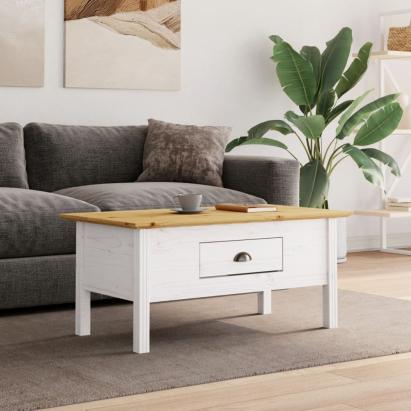Măsuță de cafea BODO alb și maro 100x55x46 cm lemn masiv de pin GartenMobel Dekor