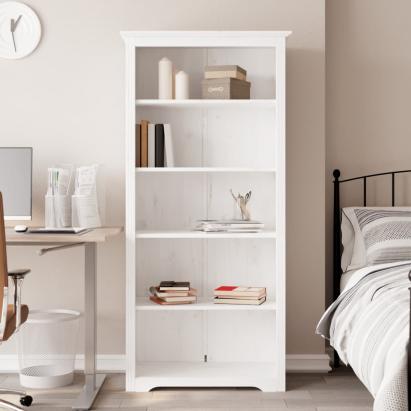 Bibliotecă BODO, alb, 82x40x173 cm, lemn masiv pin, 5 rafturi GartenMobel Dekor