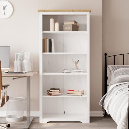 Bibliotecă BODO, maro, 82x40x173 cm, lemn masiv pin, 5 rafturi GartenMobel Dekor