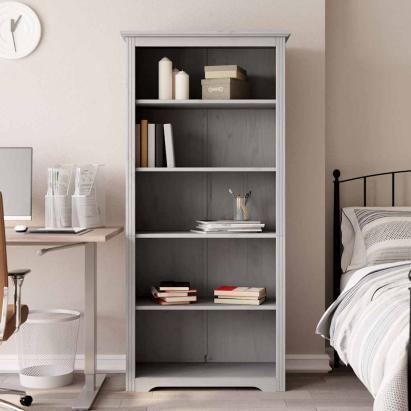 Bibliotecă BODO, gri, 82x40x173 cm, lemn masiv pin, 5 rafturi GartenMobel Dekor