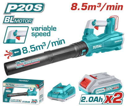 Suflanta cu acumulator TOTAL 20V, 8.5 m³/min, 2 baterii si incarcator