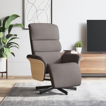Fotoliu rabatabil cu suport de picioare, gri taupe, textil GartenMobel Dekor