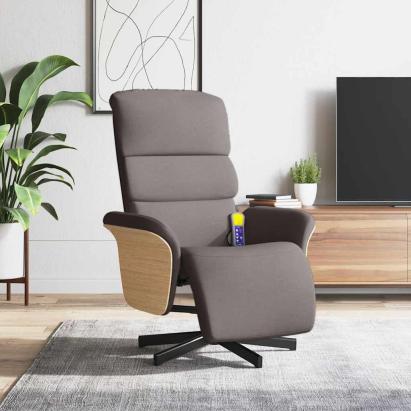 Fotoliu masaj rabatabil cu suport picioare, gri taupe, textil GartenMobel Dekor