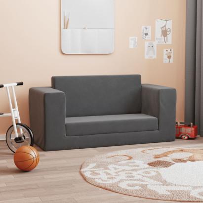 Canapea extensibilă de copii cu 2 locuri, antracit, pluș moale GartenMobel Dekor