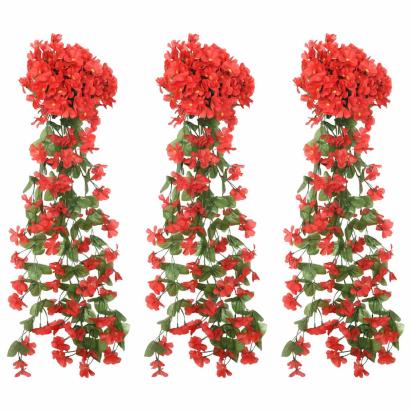 Ghirlande de flori, 3 buc., roșu, 85 cm GartenMobel Dekor