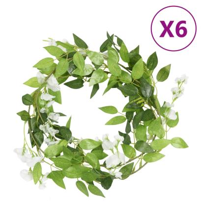Ghirlande de flori, 6 buc., alb, 200 cm GartenMobel Dekor