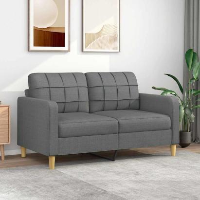 Canapea cu 2 locuri, gri închis, 140 cm, material textil GartenMobel Dekor