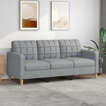 Canapea cu 3 locuri, gri deschis, material 180CM textil GartenMobel Dekor