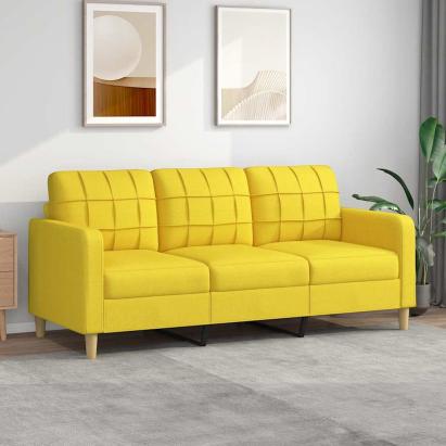 Canapea cu 3 locuri, galben deschis, 180 cm, material textil GartenMobel Dekor