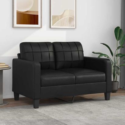Canapea cu 2 locuri, negru, 120 cm, piele ecologică GartenMobel Dekor