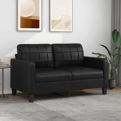 Canapea cu 2 locuri, negru, 140 cm, piele ecologică GartenMobel Dekor