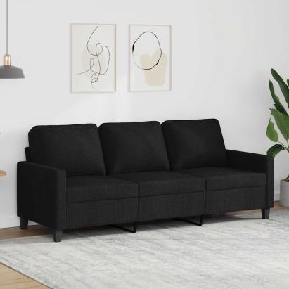Canapea cu 3 locuri, negru, 180 cm, material textil GartenMobel Dekor