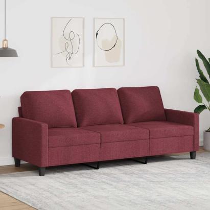 Canapea cu 3 locuri, roșu vin, 180 cm, material textil GartenMobel Dekor