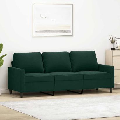 Canapea cu 3 locuri, verde închis, 180 cm, catifea GartenMobel Dekor