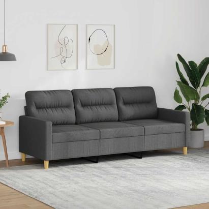Canapea cu 3 locuri, gri închis, 180 cm, material textil GartenMobel Dekor