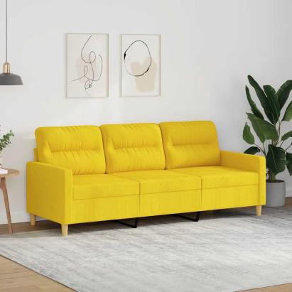 Canapea cu 3 locuri, galben deschis, 180 cm, material textil GartenMobel Dekor