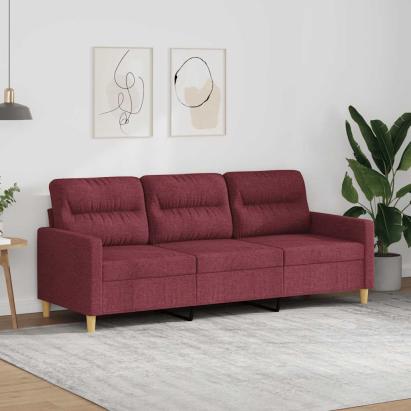 Canapea cu 3 locuri, roșu vin, 180 cm, material textil GartenMobel Dekor