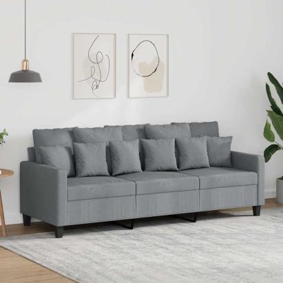 Canapea cu 3 locuri, gri deschis, material 180CM textil GartenMobel Dekor
