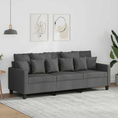 Canapea cu 3 locuri, gri închis, 180 cm, material textil GartenMobel Dekor