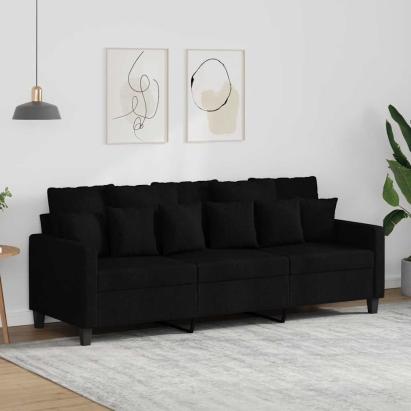 Canapea cu 3 locuri, negru, 180 cm, material textil GartenMobel Dekor
