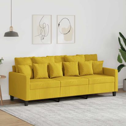 Canapea cu 3 locuri, galben deschis, 180 cm, material textil GartenMobel Dekor