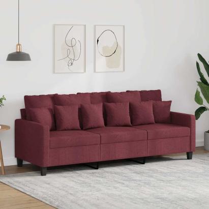 Canapea cu 3 locuri, roșu vin, 180 cm, material textil GartenMobel Dekor